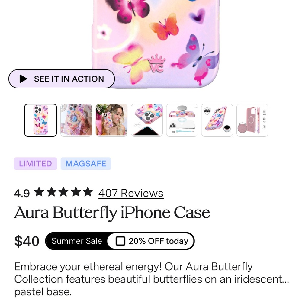 Velvet Caviar aura butterfly Pink iPhone 16 pro max case hardshell - Picture 4 of 9